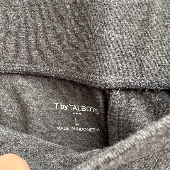 T By Talbots $70 Women Gray Stretch Knit Pull On Straight Ankle Pants large NEW - Picture 7 of 8